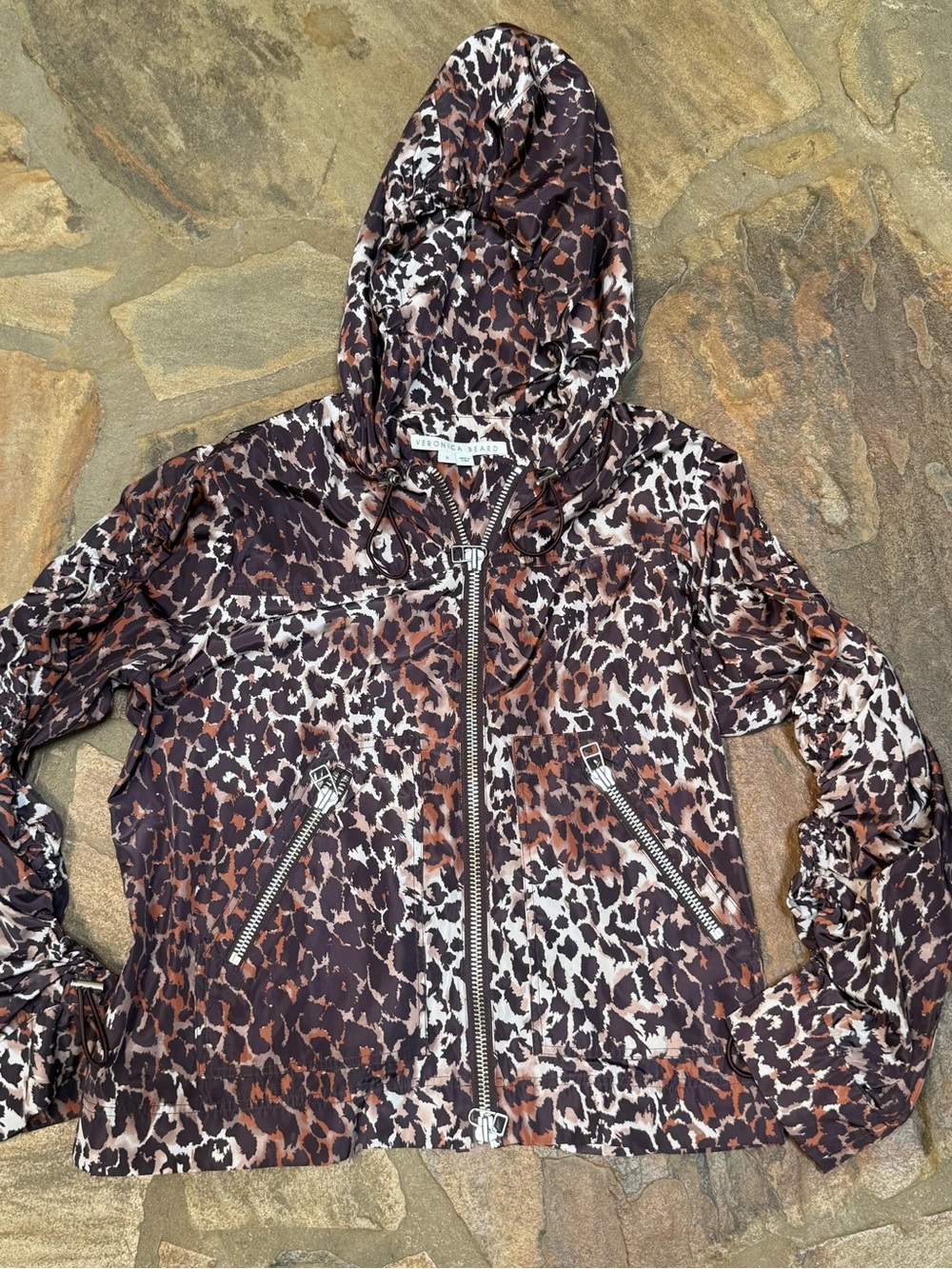 Veronica Beard Leopard Print Hooded Jacket Animal Print S